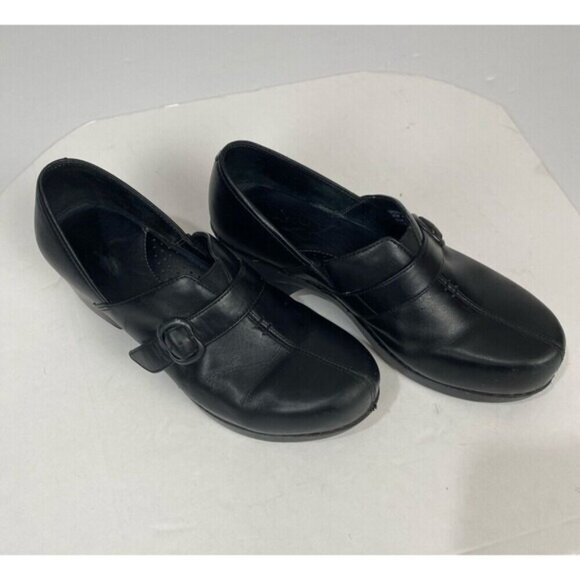 DANSKO Tamera black Leather Buckle Clogs Slip On Work Shoes Size EU 40/ US 9.5 - Picture 1 of 15